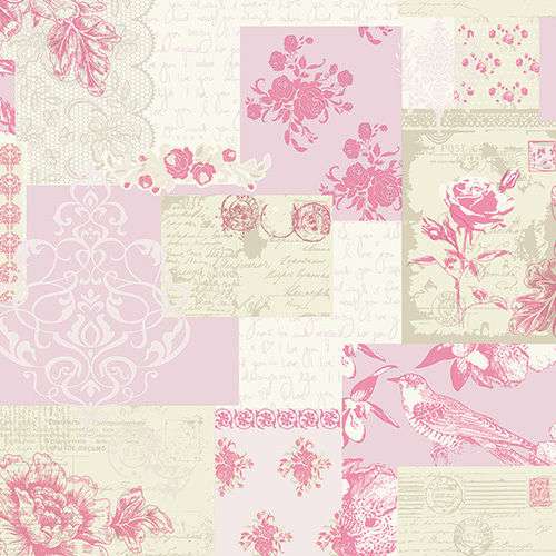 Printed Wafer Paper - Vintage Pink Patchwork - Click Image to Close